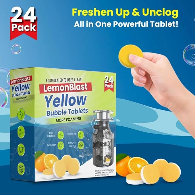 LemonBlast Yellow Bubble Tablets – Deep Clean Foaming Power(Buy 12 Get 12 FREE) – Just ₹499