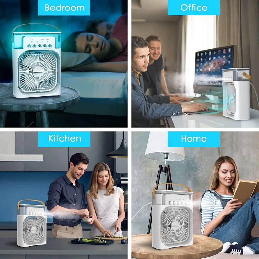 ChillBreeze™ 3-in-1 Cooling Mist Fan | Mini AC Effect | Just ₹1199/-