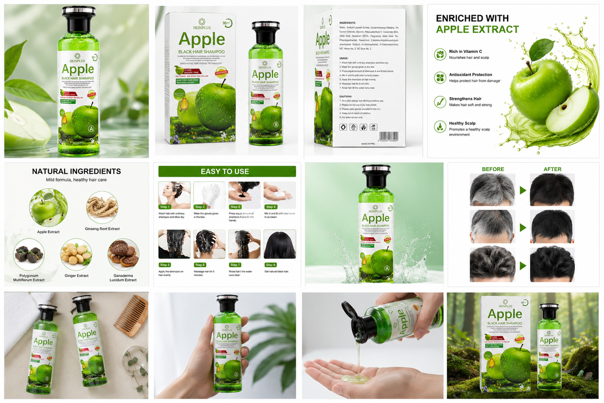 Apple Herbal Black Hair Shampoo At Just 699